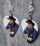 Garth Brooks Guitar Pick Earrings with Clear Swarovski Crystals