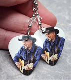 Garth Brooks Guitar Pick Earrings with Clear Swarovski Crystals