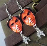 George Michael WHAM Guitar Pick Earrings with Clear Swarovski Crystal Dangles
