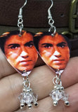George Michael WHAM Guitar Pick Earrings with Clear Swarovski Crystal Dangles