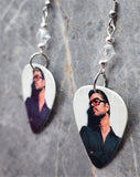 George Michael Guitar Pick Earrings with Clear Swarovski Crystals