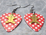 Golden Gingerbread Charm Guitar Pick Earrings - Pick Your Color