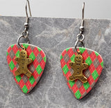 Golden Gingerbread Charm Guitar Pick Earrings - Pick Your Color
