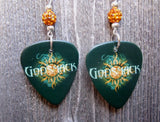 Godsmack Guitar Pick Earrings with Orange Pave Beads