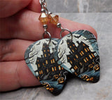 Haunted House Guitar Pick Earrings with Metallic Sunshine Swarovski Crystals