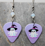 Ghost Purple Guitar Pick Earrings with Opal Swarovski Crystals
