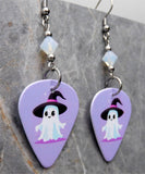 Ghost Purple Guitar Pick Earrings with Opal Swarovski Crystals