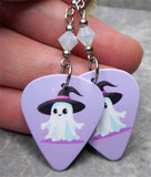 Ghost Purple Guitar Pick Earrings with Opal Swarovski Crystals