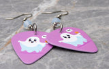Boo Ghost with Jack o Lantern Guitar Pick Earrings with White Opal Swarovski Crystals