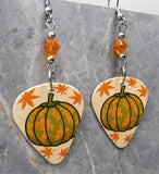 Pumpkin - Autumn Scene Guitar Pick Earrings with Orange Swarovski Crystals