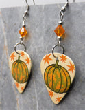 Pumpkin - Autumn Scene Guitar Pick Earrings with Orange Swarovski Crystals