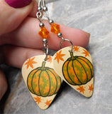 Pumpkin - Autumn Scene Guitar Pick Earrings with Orange Swarovski Crystals