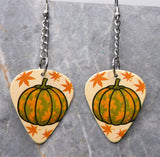 Autumn Pumpkin Scene Dangling Guitar Pick Earrings