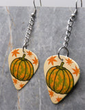 Autumn Pumpkin Scene Dangling Guitar Pick Earrings