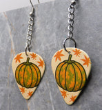 Autumn Pumpkin Scene Dangling Guitar Pick Earrings