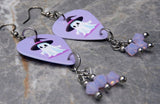 Ghost Purple Guitar Pick Earrings with Purple Opal Swarovski Crystal Dangles