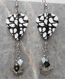 Ghosts That Say Boo Guitar Pick Earrings with Ghost Stainless Steel Charms and Swarovski Crystal Dangles