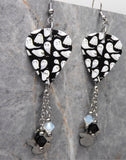 Ghosts That Say Boo Guitar Pick Earrings with Ghost Stainless Steel Charms and Swarovski Crystal Dangles