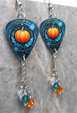 Beautiful Pumpkin Guitar Pick Earrings with Swarovski Crystal Dangles