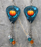 Beautiful Pumpkin Guitar Pick Earrings with Swarovski Crystal Dangles