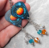 Beautiful Pumpkin Guitar Pick Earrings with Swarovski Crystal Dangles