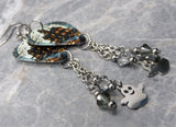 Haunted House Guitar Pick Earrings with Ghost Stainless Steel Charms and Swarovski Crystal Dangles