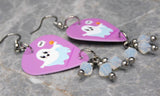 Boo Ghost with Jack o Lantern Guitar Pick Earrings with White Opal Swarovski Crystal Dangles