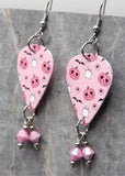 Pink Halloween Guitar Pick Earrings with Opaque Pink AB Swarovski Crystal Dangles