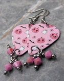 Pink Halloween Guitar Pick Earrings with Opaque Pink AB Swarovski Crystal Dangles