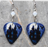 Spooky House Guitar Pick Earrings with Opal Swarovski Crystals