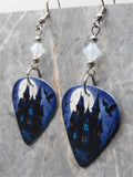 Spooky House Guitar Pick Earrings with Opal Swarovski Crystals