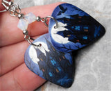 Spooky House Guitar Pick Earrings with Opal Swarovski Crystals