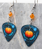 Beautiful Pumpkin Guitar Pick Earrings with Orange Swarovski Crystals