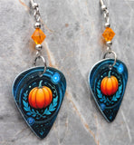 Beautiful Pumpkin Guitar Pick Earrings with Orange Swarovski Crystals