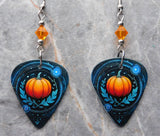 Beautiful Pumpkin Guitar Pick Earrings with Orange Swarovski Crystals