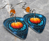 Beautiful Pumpkin Guitar Pick Earrings with Orange Swarovski Crystals