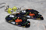Halloween Guitar Pick Earrings with Citrus Green Swarovski Crystals