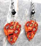 Halloween Guitar Pick Earrings with Black Swarovski Crystals
