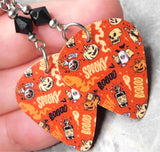 Halloween Guitar Pick Earrings with Black Swarovski Crystals