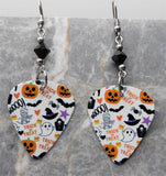 Halloween Themed Guitar Pick Earrings with Black Swarovski Crystals
