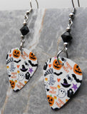 Halloween Themed Guitar Pick Earrings with Black Swarovski Crystals