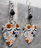 Halloween Themed Guitar Pick Earrings with Black Swarovski Crystals