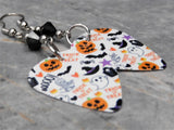Halloween Themed Guitar Pick Earrings with Black Swarovski Crystals