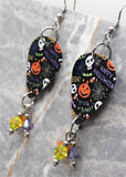 Halloween Guitar Pick Earrings with Swarovski Crystal Dangles