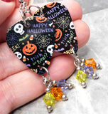 Halloween Guitar Pick Earrings with Swarovski Crystal Dangles