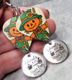 Jack o' Lantern Headed Scarecrow Guitar Pick Earrings with Stainless Steel Ghouls Just Want to Have Fun Stainless Steel Charm Dangle