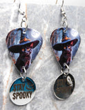 Black Cat With A Witch's Hat Guitar Pick Earrings with Stay Spooky Stainless Steel Charms