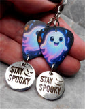 Adorable Ghost Guitar Pick Earrings with Stainless Steel Stay Spooky Charm Dangles