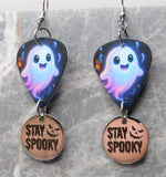 Adorable Ghost Guitar Pick Earrings with Stainless Steel Stay Spooky Charm Dangles