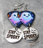 Adorable Ghost Guitar Pick Earrings with Stainless Steel Stay Spooky Charm Dangles